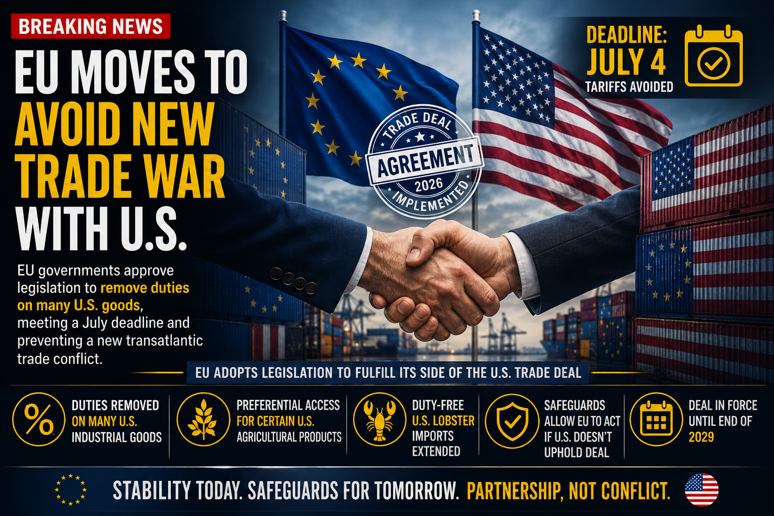 Cover for EU Moves to Avoid New Trade War With U.S. as Tariff Deadline Looms