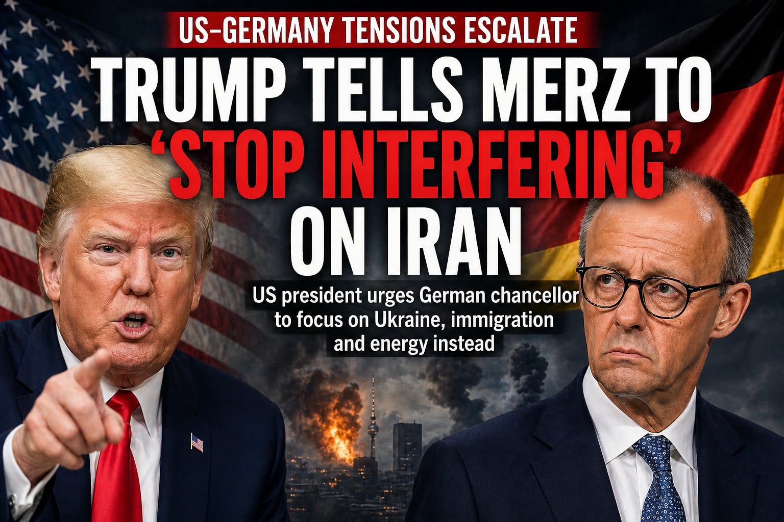 Cover for Trump Tells Germany’s Merz to Stop “Interfering” on Iran as Tensions With Berlin Escalate